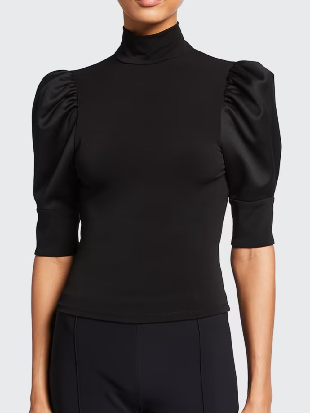 Alice + Olivia McKayla Black Turtleneck Top Small